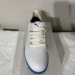 Puma Men's White and Blue Sneakers